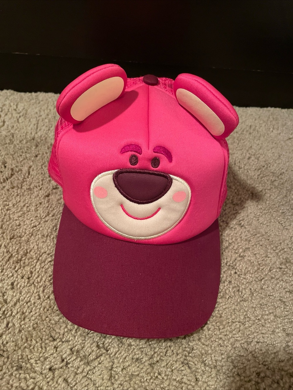 Cute Pink Bear Kids Hat with Purple Brim Disney lotso